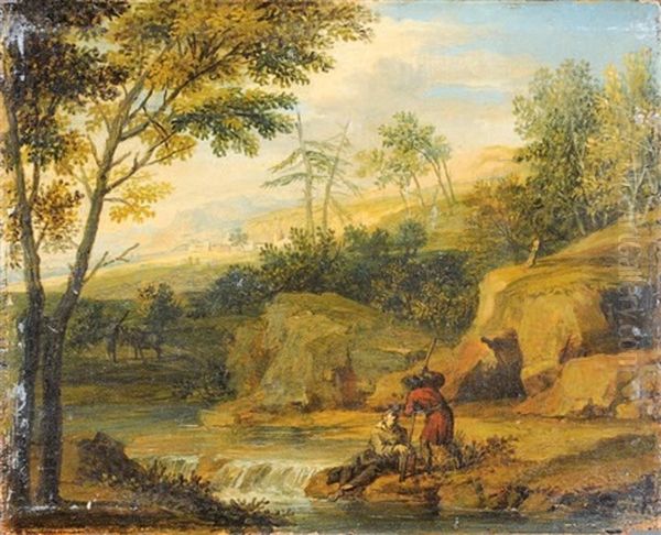 Le Repos Pres D'une Cascade Oil Painting by Joachim-Franz Beich