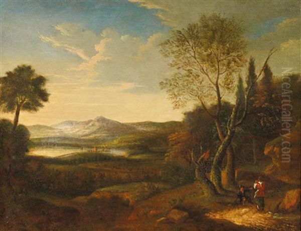 Weite Landschaft Mit Wanderern Am Wegesrand Oil Painting by Joachim-Franz Beich