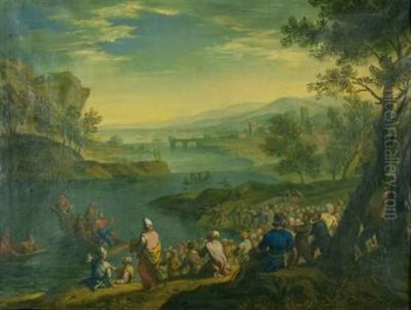 Christus Predigt Am See Genezareth Oil Painting by Joachim-Franz Beich
