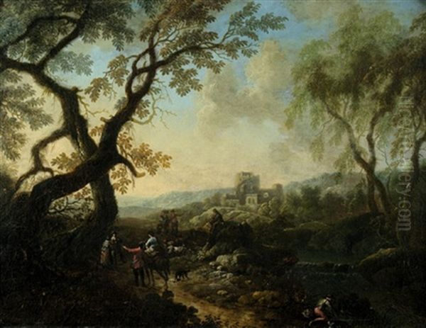 Reisende In Einer Landschaft Oil Painting by Joachim-Franz Beich