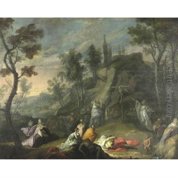 Moses And The Brazen Serpent Oil Painting by Joachim-Franz Beich