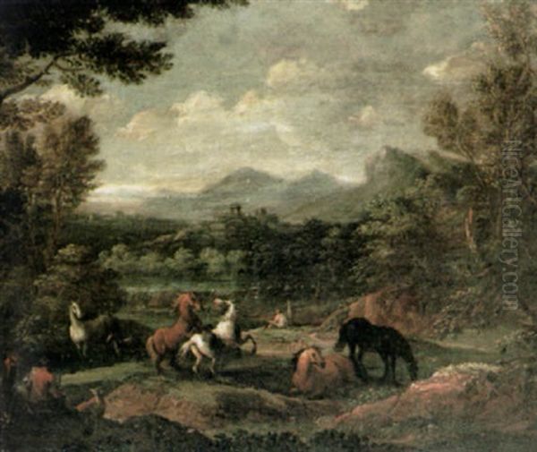 Arkadische Landschaft An Einem Spaten Sommerabend Oil Painting by Joachim-Franz Beich