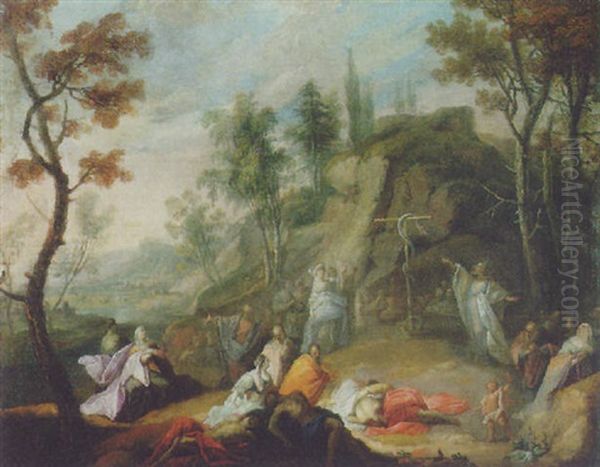 Moses And The Brazen Serpent Oil Painting by Joachim-Franz Beich