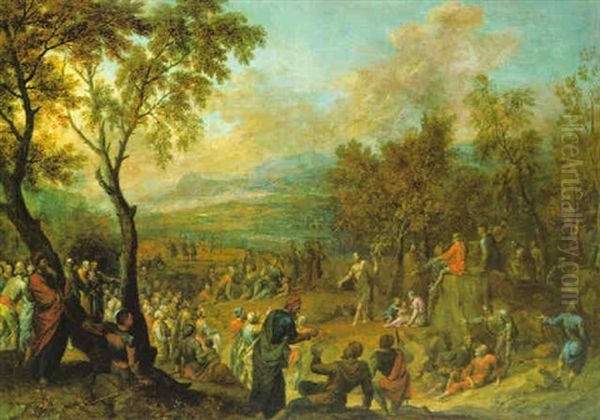 Weite Bewaldete Landschaft Mit Der Predigt Johannes Des Taufers Oil Painting by Joachim-Franz Beich