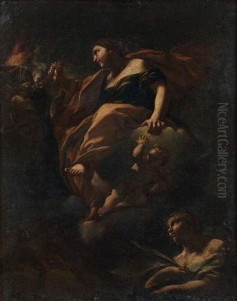 Etude De Figure Plafonnante (study) Oil Painting by Giovanni Battista Beinaschi