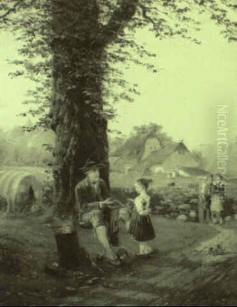 Ein Kesselflicker Am Rande Des Dorfes Oil Painting by Fritz Beinke