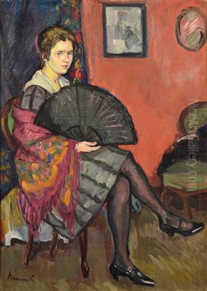 Portret Divky S Vejirem Oil Painting by Victor Belanyi