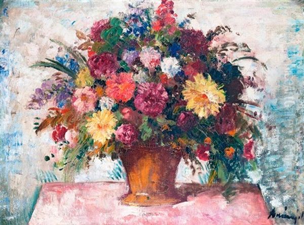 Viragcsendelet Oil Painting by Victor Belanyi