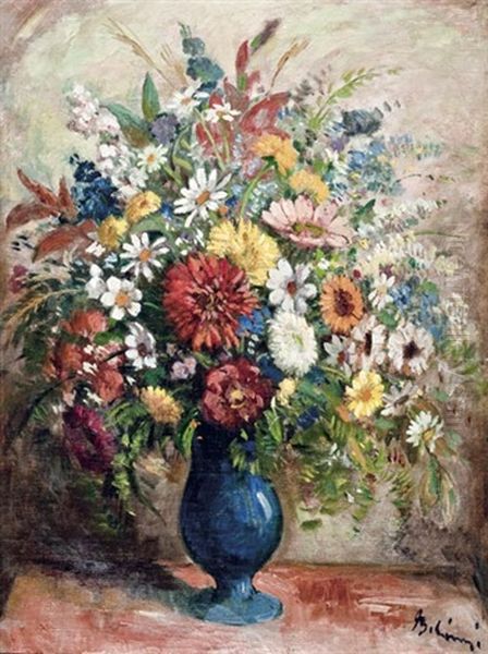 Viragcsendelet Oil Painting by Victor Belanyi