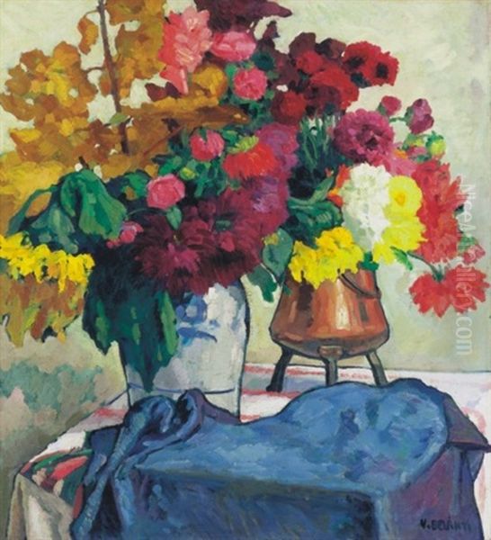 Flower Still Life Oil Painting by Victor Belanyi