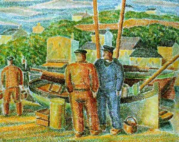 Le Port D'audierne Oil Painting by Pierre De Belay