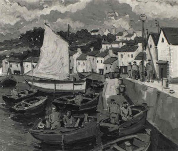 Port Breton Oil Painting by Pierre De Belay