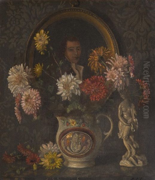 Chrysanthemums Oil Painting by George Frederick A. Belcher