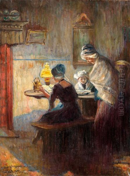 By The Lamplight Oil Painting by Ernoe Voeroes Beli