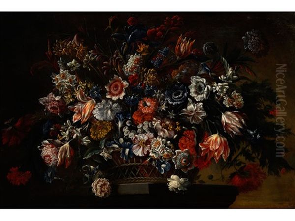 Grosses Blumenstillleben Oil Painting by Jean-Baptiste Ii Belin