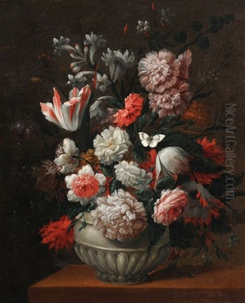 Stilleben Mit Tulpen, Nelken Und Pfingstrosen Oil Painting by Jean-Baptiste Ii Belin