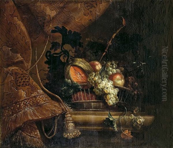 Bodegon Con Cesto De Hortensias, Peonias Y Fresias Oil Painting by Jean-Baptiste Ii Belin