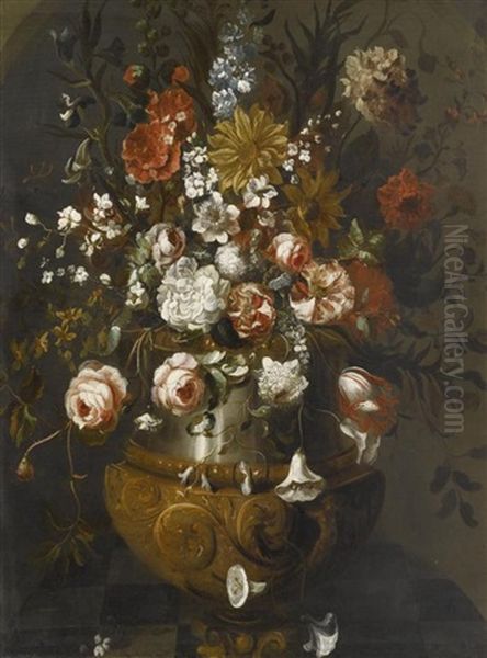 Blumenstillleben Oil Painting by Jean-Baptiste Ii Belin