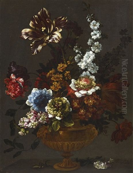 Still Life With Flower Vase Oil Painting by Jean-Baptiste Ii Belin