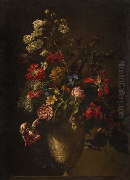 Flores En Un Jarron De Bronce Oil Painting by Jean-Baptiste Ii Belin