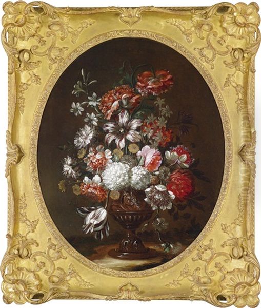 Ein Blumenstillleben In Einer Reliefierten Vase Oil Painting by Jean-Baptiste Ii Belin