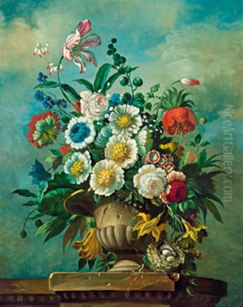 Blumenstillleben, Zwei Gegenstucke Oil Painting by Jean-Baptiste Ii Belin