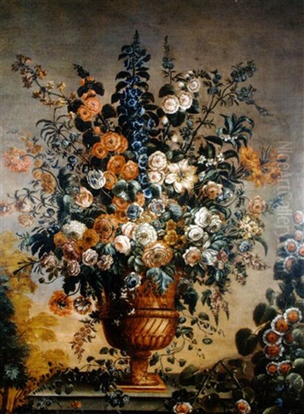 Nature Morte De Fleurs Dans Un Vase En Bronze Dore Oil Painting by Jean-Baptiste Ii Belin