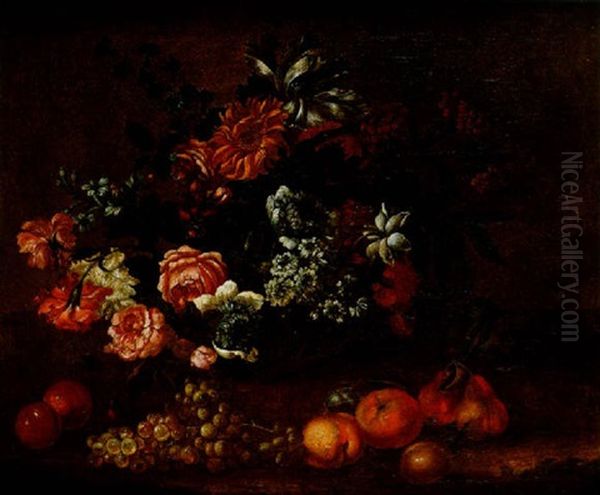 Bouquet De Fleurs Et De Fruits Oil Painting by Jean-Baptiste Ii Belin