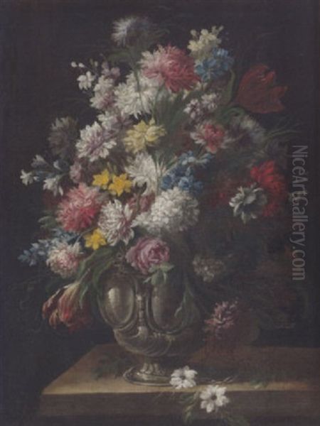 Blumenstillleben Oil Painting by Jean-Baptiste Ii Belin