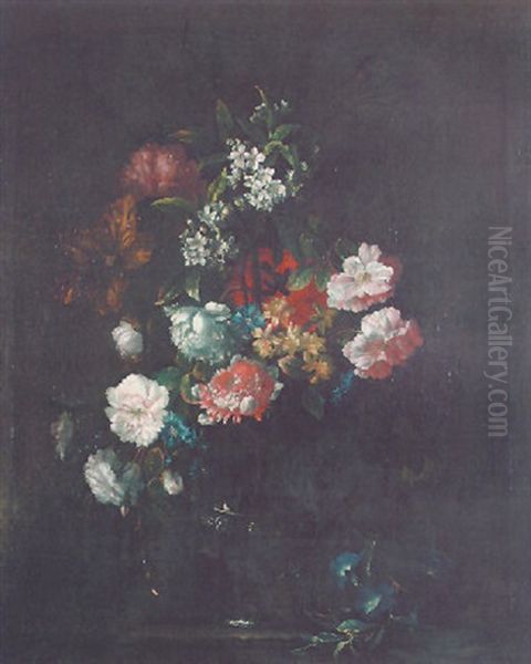 Still Life Of Flowers In A Glass Vase Oil Painting by Jean-Baptiste Ii Belin