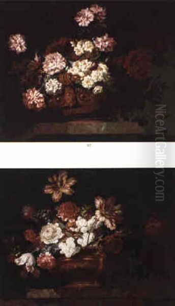 Compositions Florales Dans Des Vasques En Bronze Dore Oil Painting by Jean-Baptiste Ii Belin