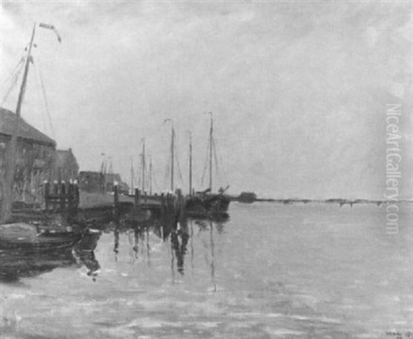 Hafen Mit Vertauten Fischerbooten Oil Painting by Henri Ferdinand Bellan
