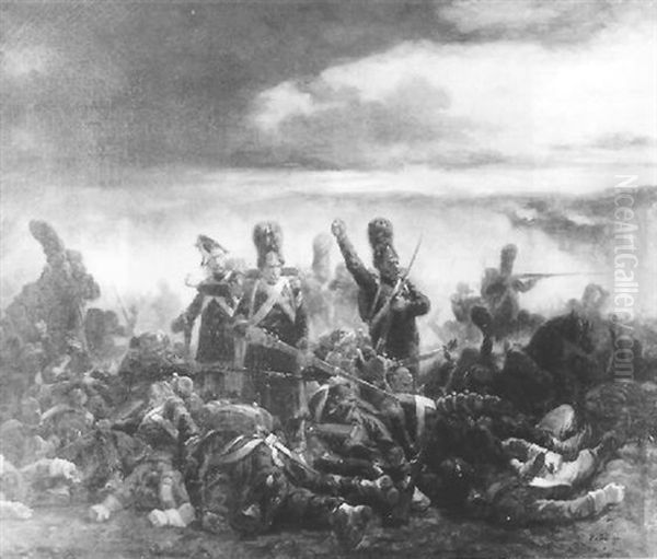 Le Carre De La Garde A Waterloo Oil Painting by Hippolyte Bellange