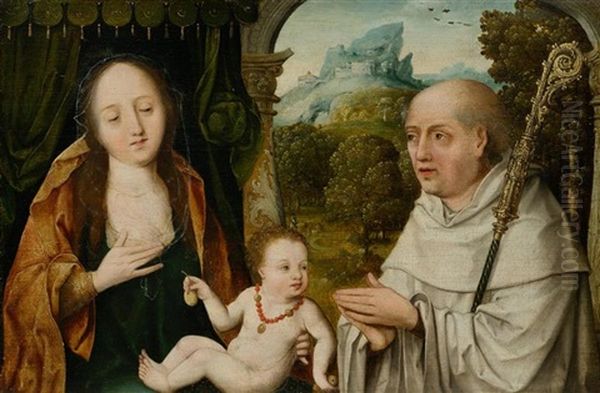 Madonna Mit Kind Und Heiliger Bernhard Von Clairvaux Oil Painting by Jean Bellegambe the Elder