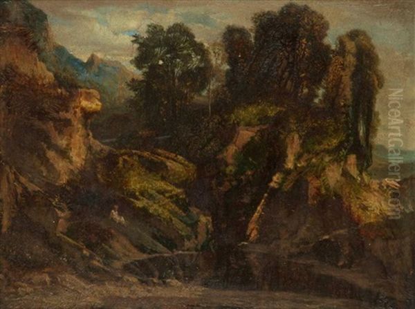 Paysage Aux Rochers Oil Painting by Jean Joseph Francois Bellel