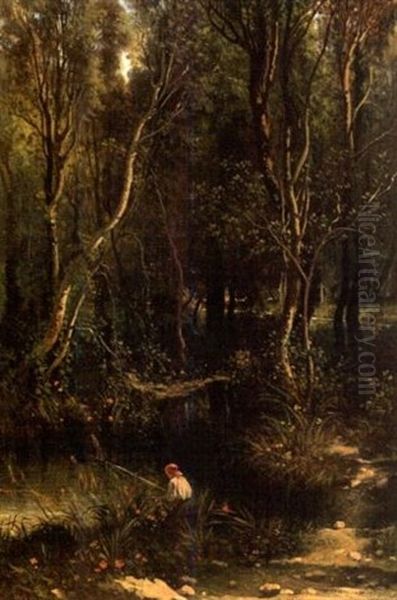 Le Petit Pecheur Oil Painting by Jean Joseph Francois Bellel