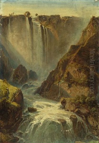 Das Wasserfall Von Terni Oil Painting by Ferdinand Konrad Bellermann