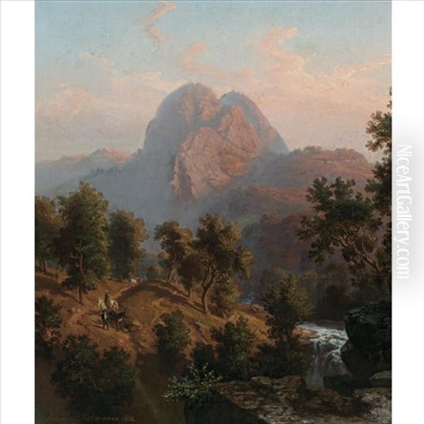 Camino De Valencia A Puerto Cabello Oil Painting by Ferdinand Konrad Bellermann