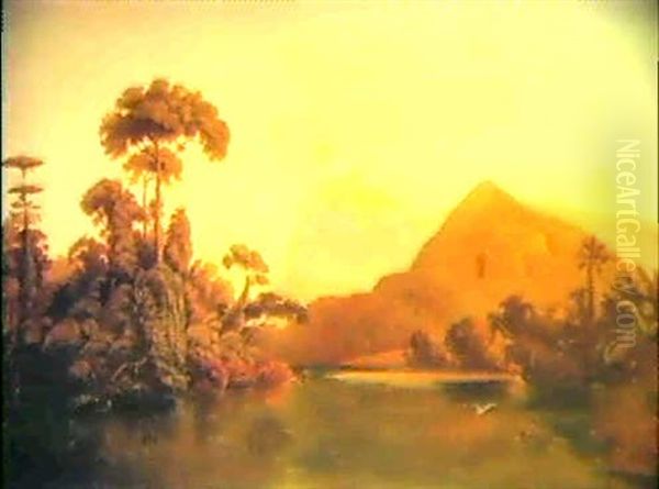 Venezualan River Landscape Oil Painting by Ferdinand Konrad Bellermann