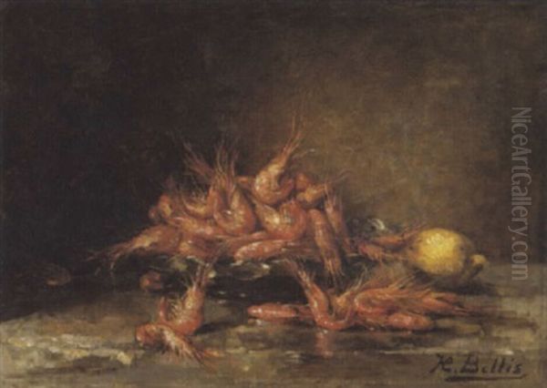 Stilleven Met Garnalen Oil Painting by Hubert Bellis