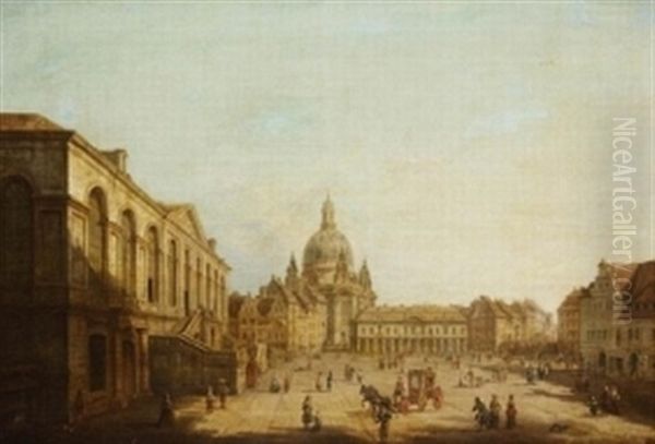 Der Neumarkt In Dresden Vom Judenhof Aus Oil Painting by Bernardo Bellotto