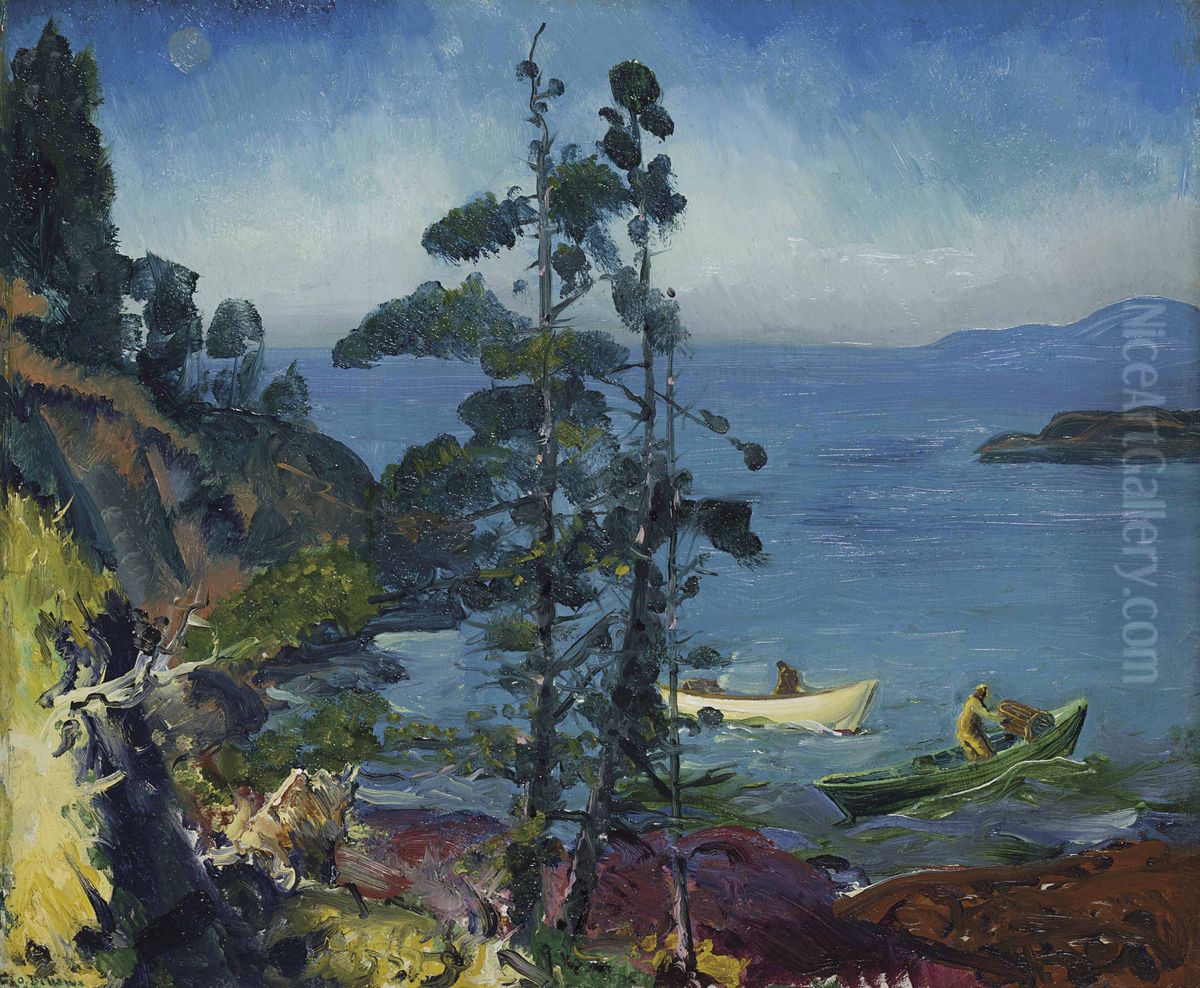Evening Blue (tending The Lobster Traps. Early Morning) Oil Painting by George Wesley Bellows