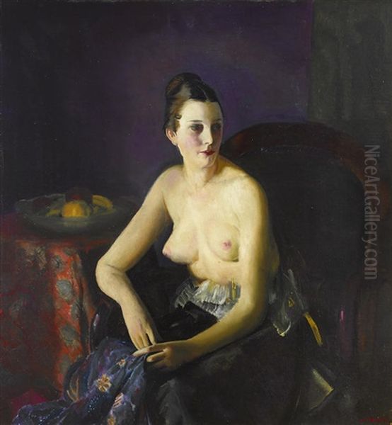 Nude Girl With Fruit Oil Painting by George Wesley Bellows