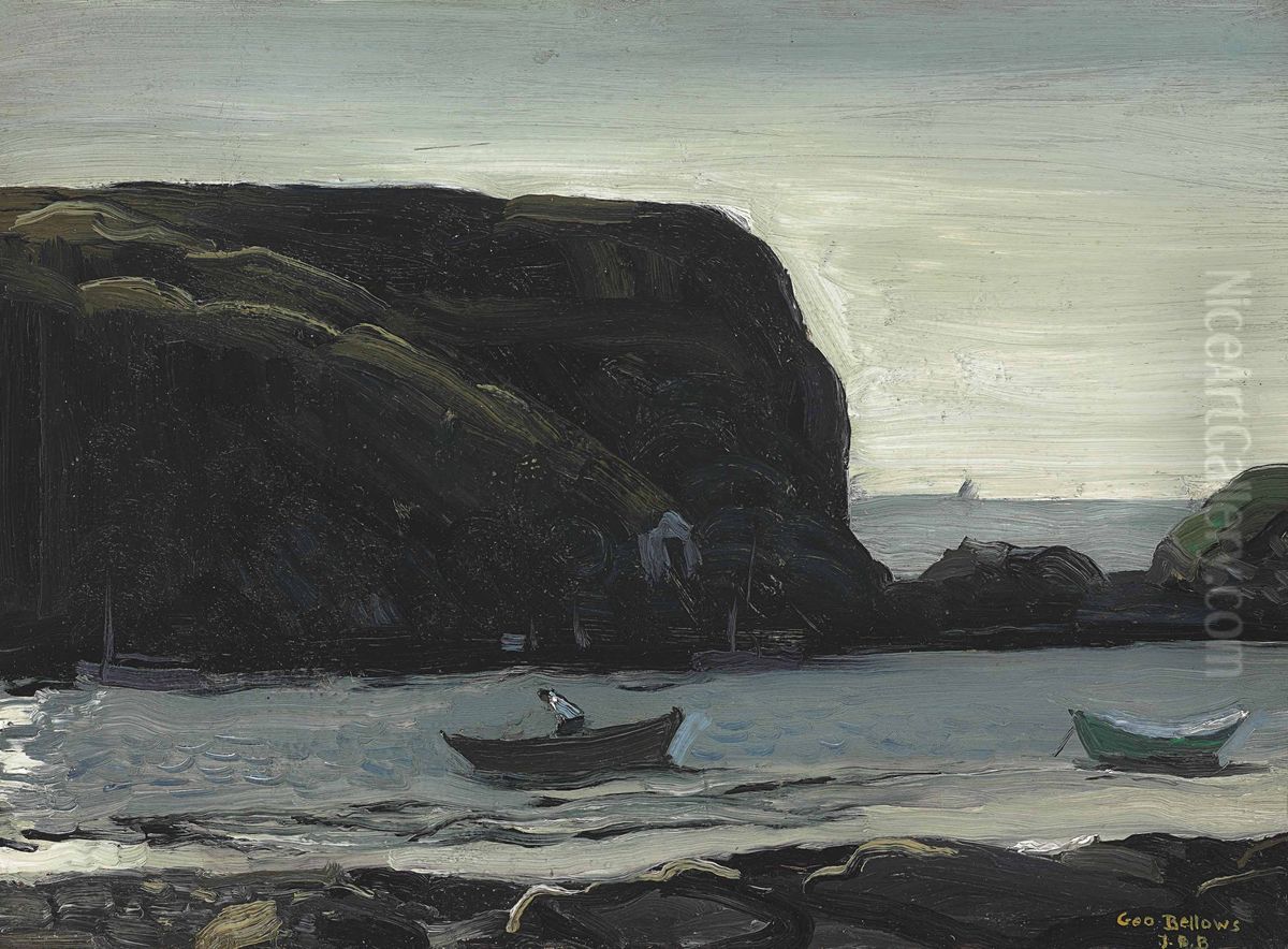 Harbor Of Monhegan, Fish Boats Oil Painting by George Wesley Bellows