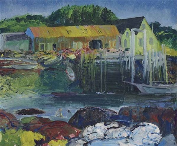 Criehaven Wharf Oil Painting by George Wesley Bellows