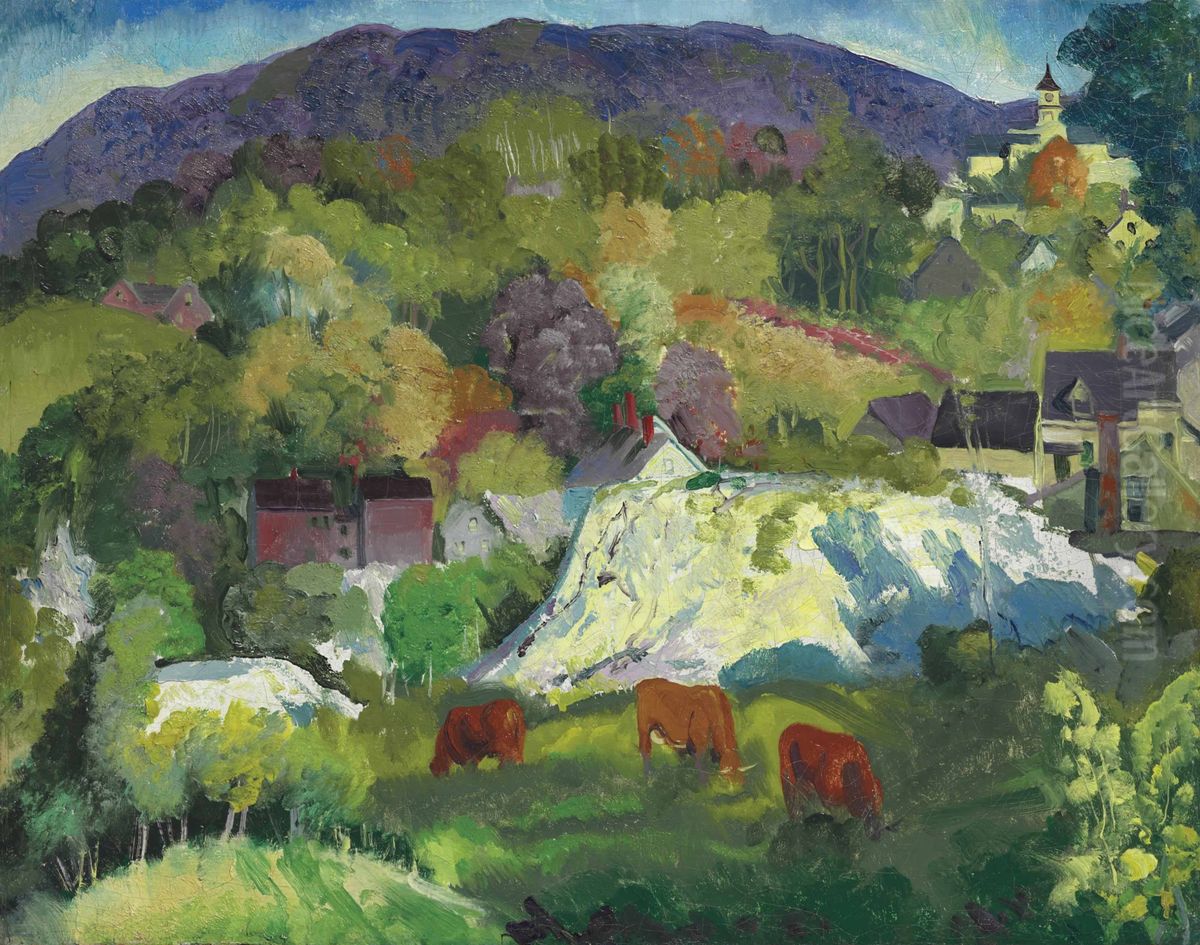 Village On The Hill Oil Painting by George Wesley Bellows