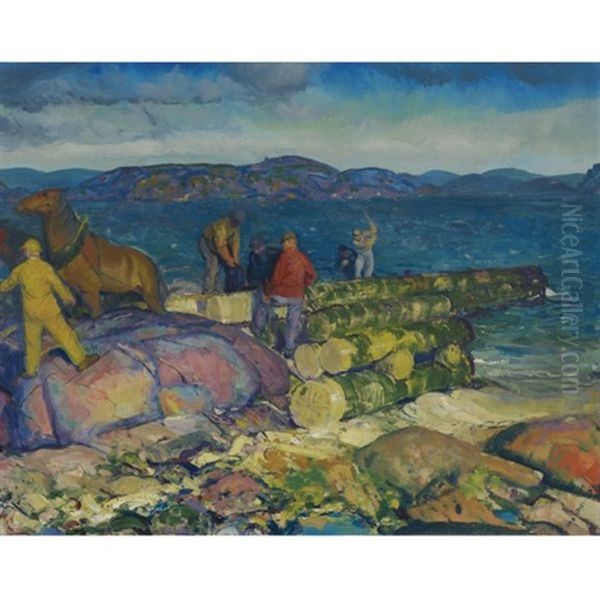 Dock Builders Oil Painting by George Wesley Bellows