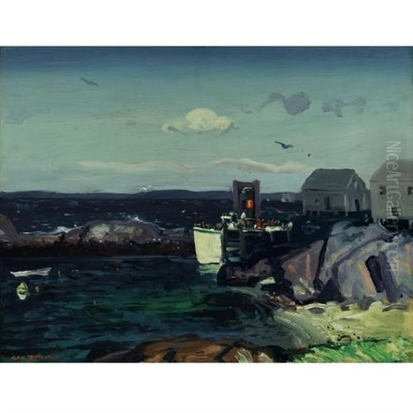 Boat Landing Oil Painting by George Wesley Bellows