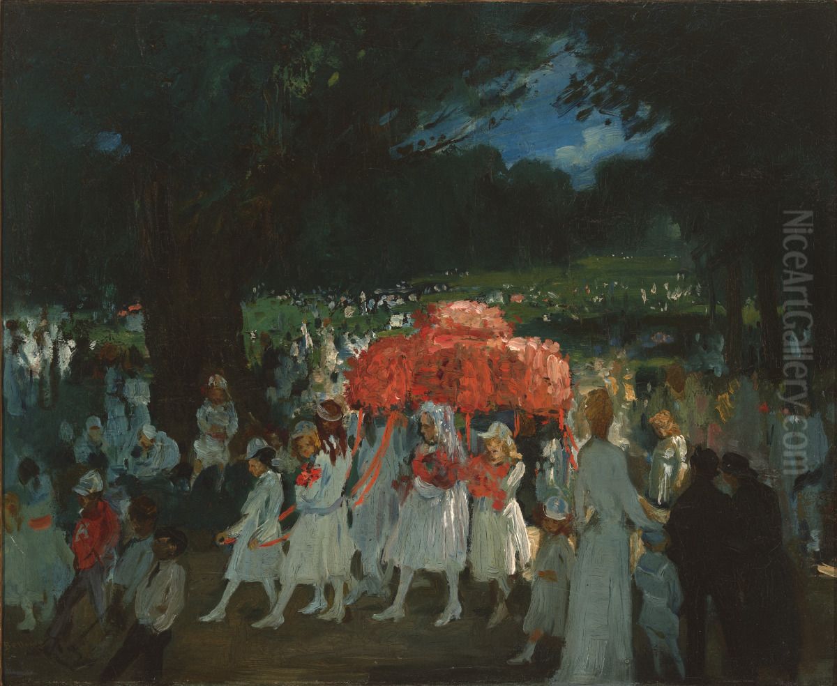 May Day In Central Park Oil Painting by George Wesley Bellows