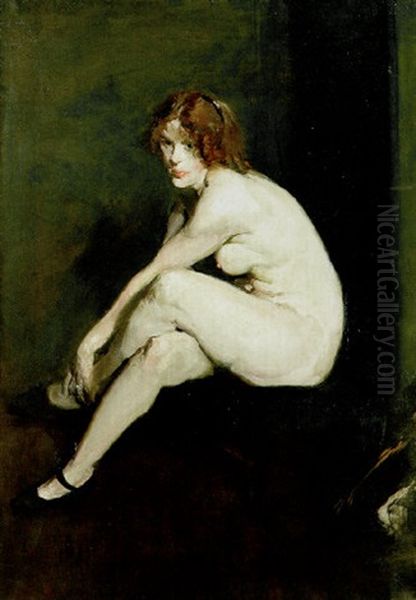 Nude Girl, Miss Leslie Hall Oil Painting by George Wesley Bellows